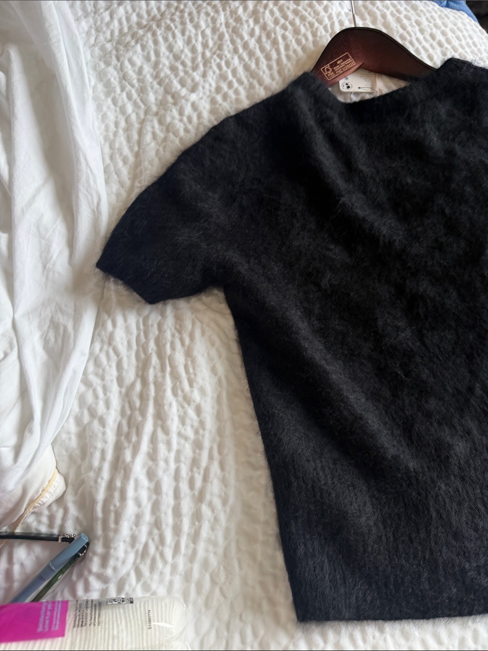 Free People Belle Brushed Cashmere Tee Black NWT small - Picture 4 of 8